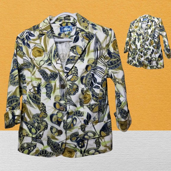 Neula Jackets & Blazers - Women's 3/4 Sleeve Designer Blazer Europe's Neula Casual Jacket, Green Floral